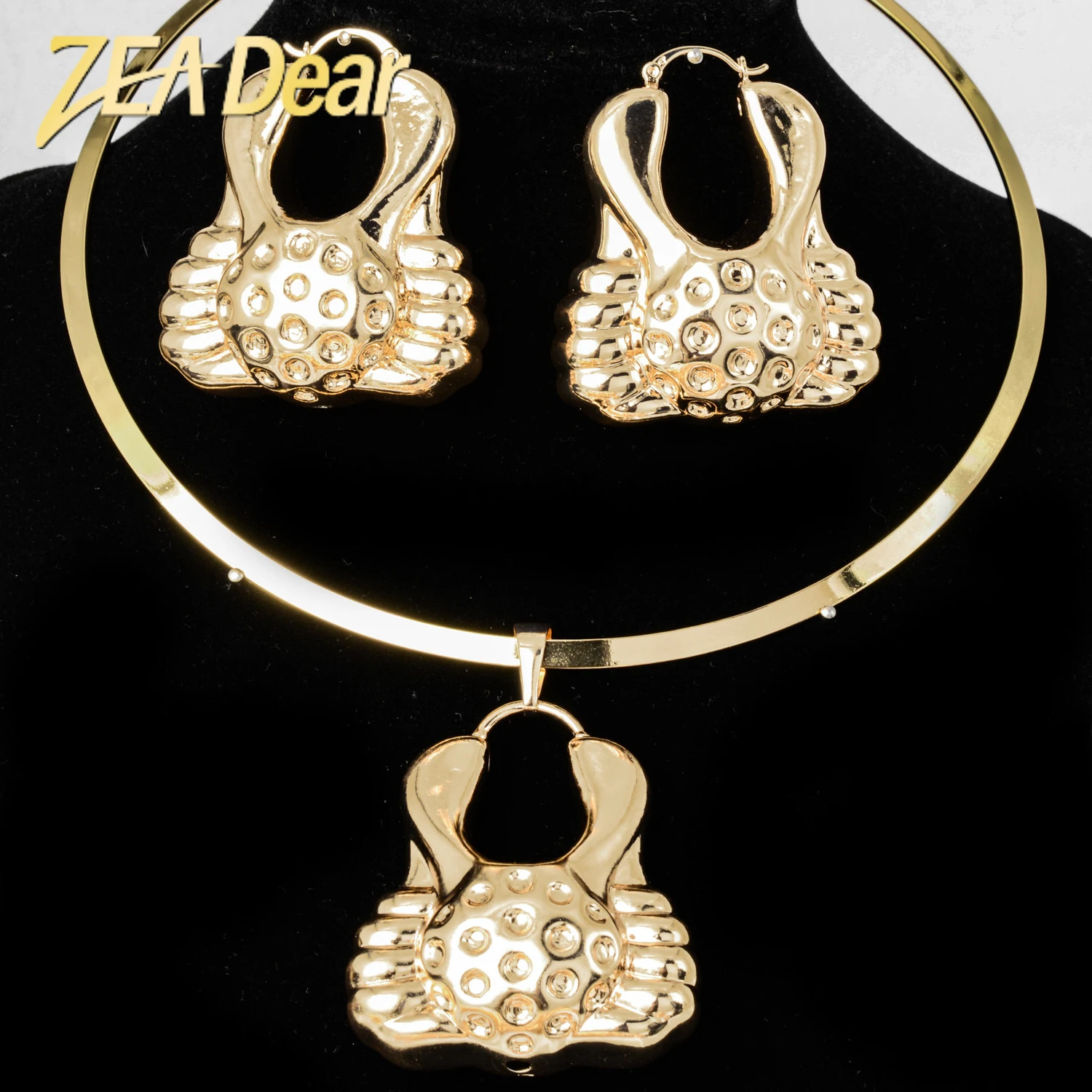 

ZEADear Jewelry Sets Large Copper Earring Gold Color Copper Choker Necklace For Women Wedding Party Gift 2024 New Hot-selling