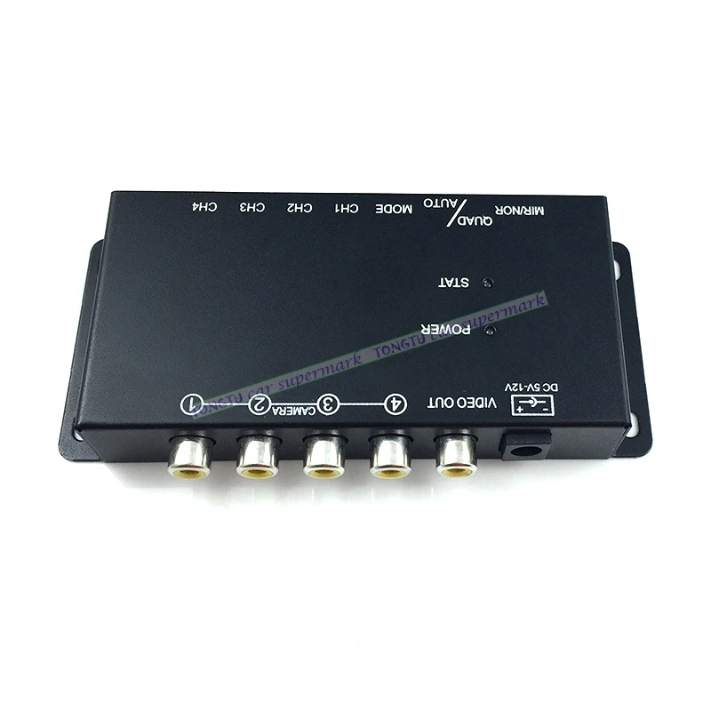 Car 4-Way Composite RCA Video Splitter Distribution support car rear front side view cameras four cameras control box switch