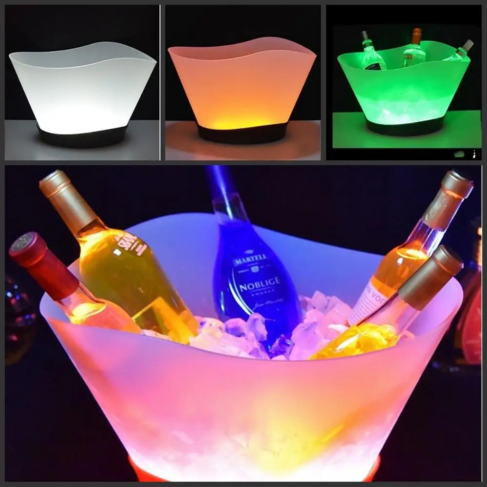 

12L LED Rechargeable Ice Buckets Color Changing Wine Whisky Cooler Boat Shaped Champagne Beer Holder For Bar Night Party Decor7A