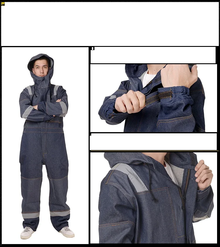 Siamese overalls men\'s thick reflective anti-static wear-resistant dust-proof clothing welding suit workshop jumpsuit coveralls