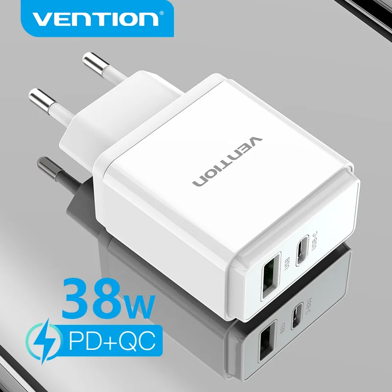 شاحن Vention 38 وات USB سريع الشحن 4.0 3.0 Type C PD شحن سريع لشاحن iPhone 12 USB C مع شاحن الهاتف QC 4.0 3.0