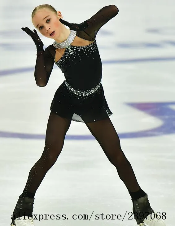 

Blue Skating Dress for Kids with Trousers Custom Gilrs Ice Skating Dresses for Women Free Shipping