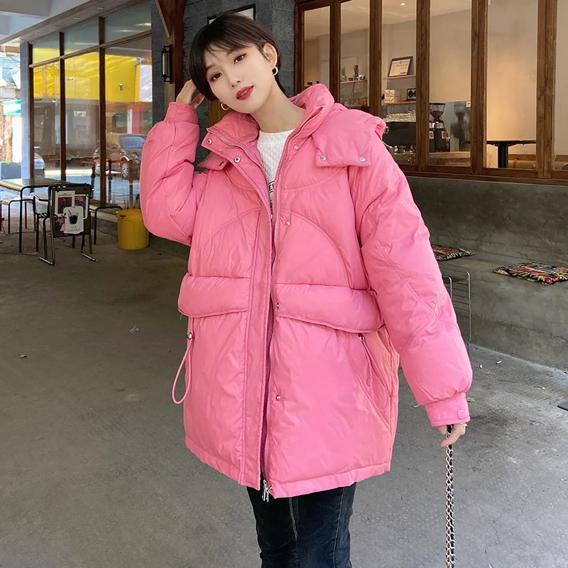 

2021 Winter New Down Jacket Women Mid-length Korean Fashion Casual Loose Temperament Thickened White Duck Down Jacket Jy1543