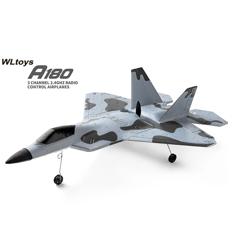 WLtoys XK A180 RC Airplane 2.4GHz 3 Channel 6-Axis Gyro F22 Raptor RC Plane Glider Throwing Wingspan Foam Planes Fixed Wing RTF