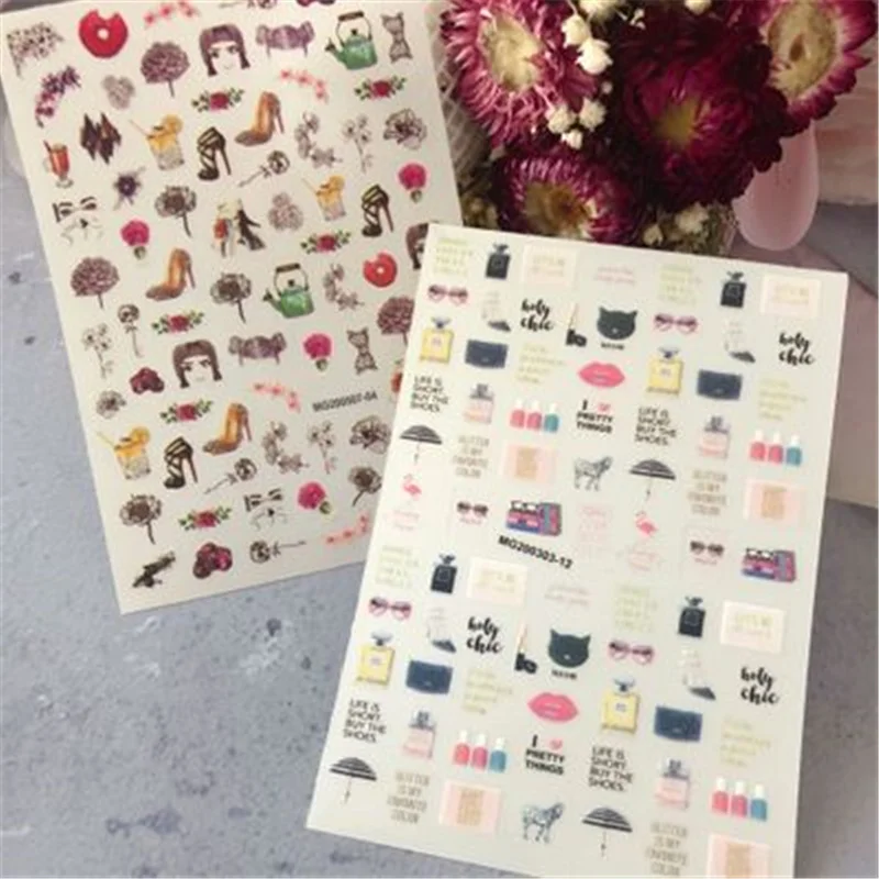 

9*12cm Fashion Hot Selling 3d DIY Nail Stickers Dry Nail Decals for Women Girls Nail Art Manicure Hand Decoration Gifts