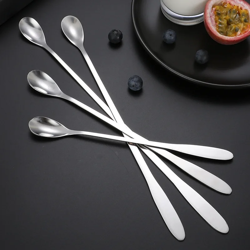 Long Handle Stainless Steel Coffee Spoons Tea Milk Ice Cocktail Wine Stirring Teaspoon Mini Scoops Utensils for Kitchen