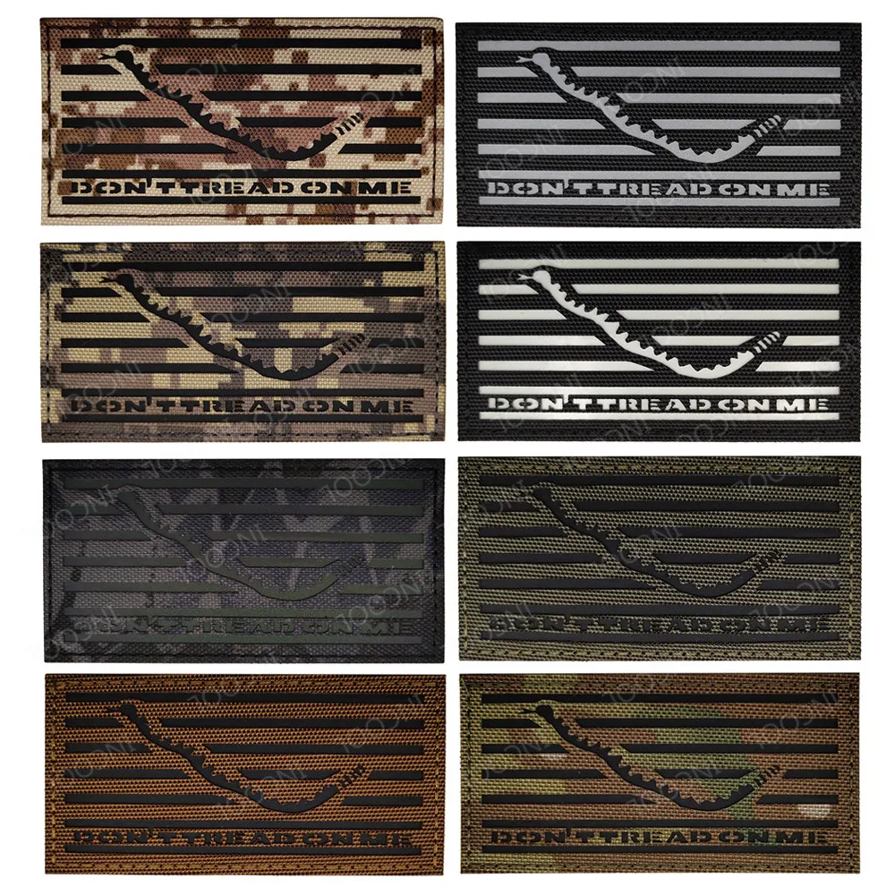 Infrared IR Reflective US DTOM Embroidery Patch Animal Snake PVC America Embroidered Patches For Clothing Glow in Dark