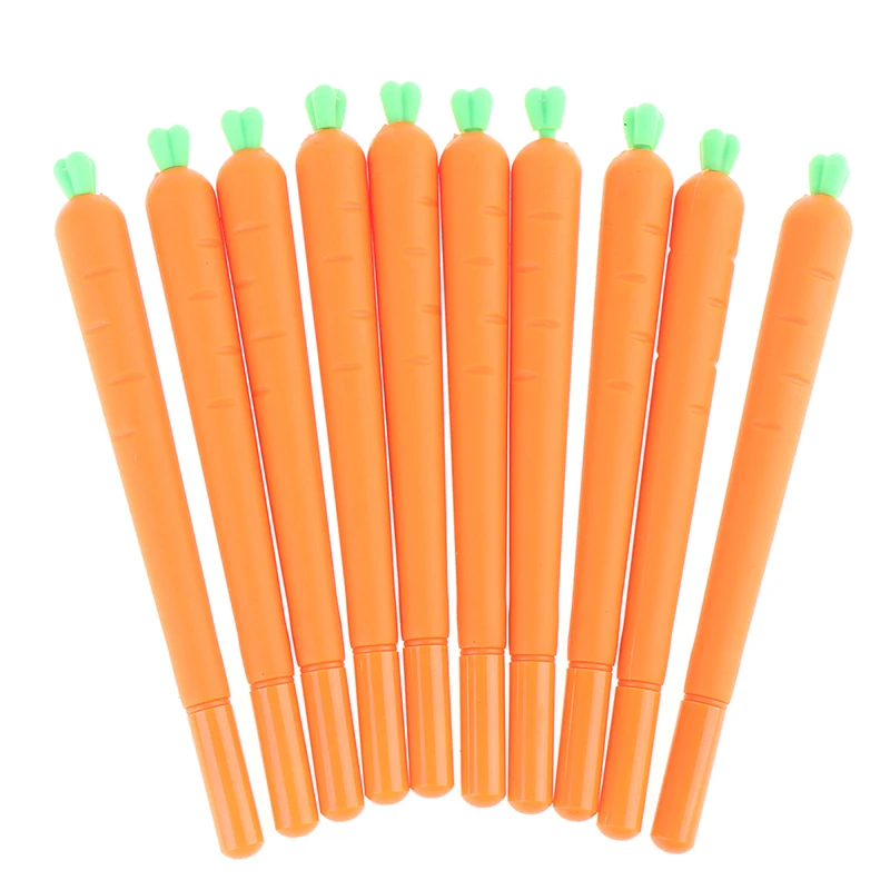 10 Pcs 0.5Mm Gel Pen Zwarte Inkt Roller Marker Pen (Leuke Wortel Styling)