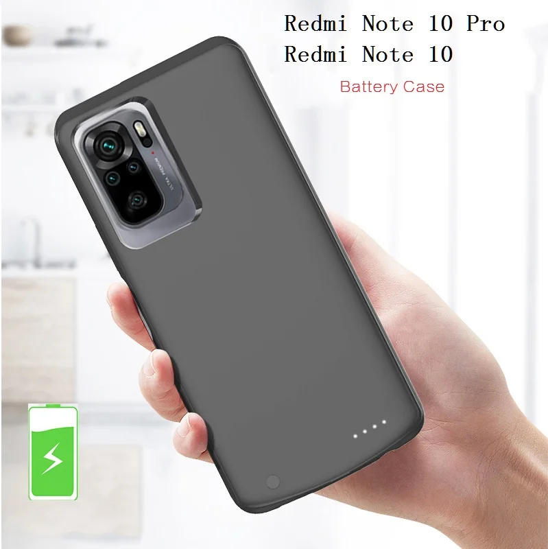 Power Case For Xiaomi Redmi Note 10 Pro External Battery Charger Case Portable Power bank Charging Cover Redmi Note 10 10S 5G