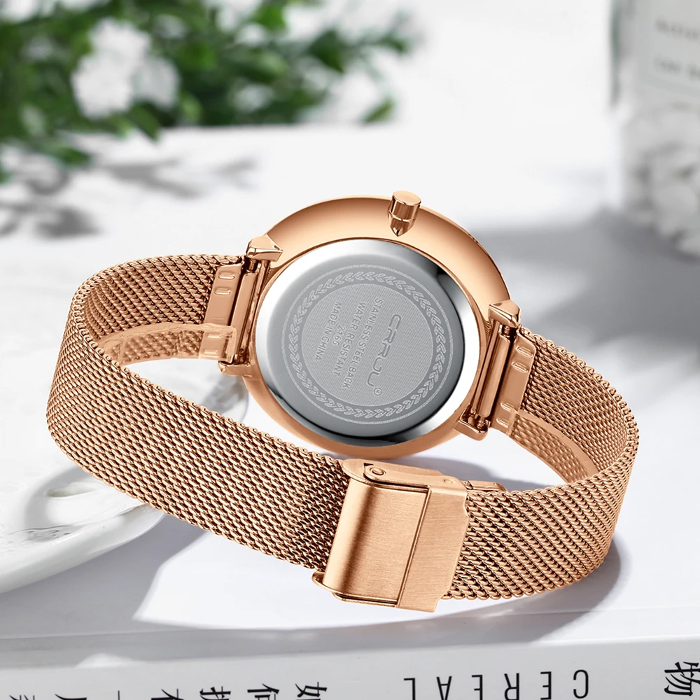 CRRJU Watch Women Stainless Steel Quartz Watches Lady Top Brand Luxury Fashion Clock Simple Wrist Watch Relogio Feminino