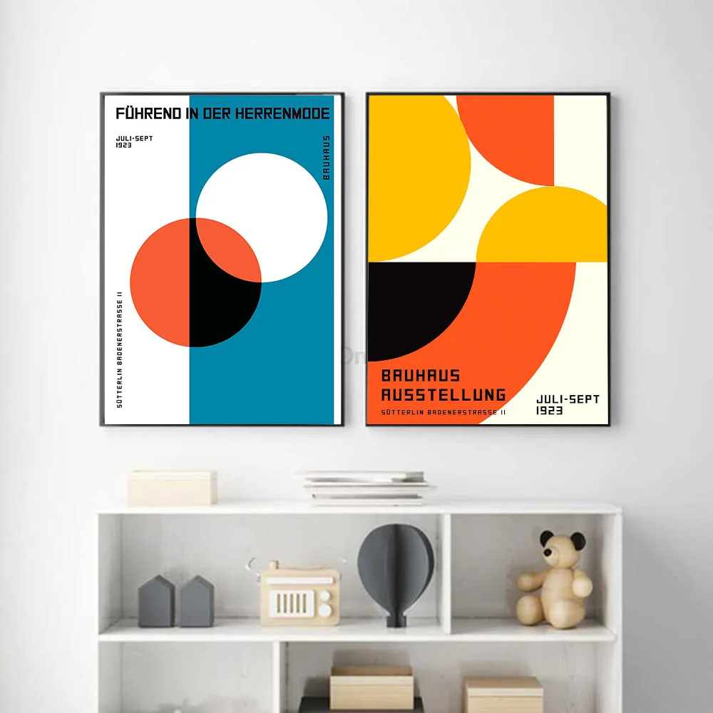 Bauhaus Exhibition Poster Geometric Graphic Poster and Prints Canvas Painting Wall Art Picture for Home Cuadros Decoration
