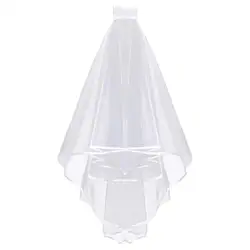 Bride Veil, Wedding Bridal Veil With Comb White Double Ribbon Edge 2024