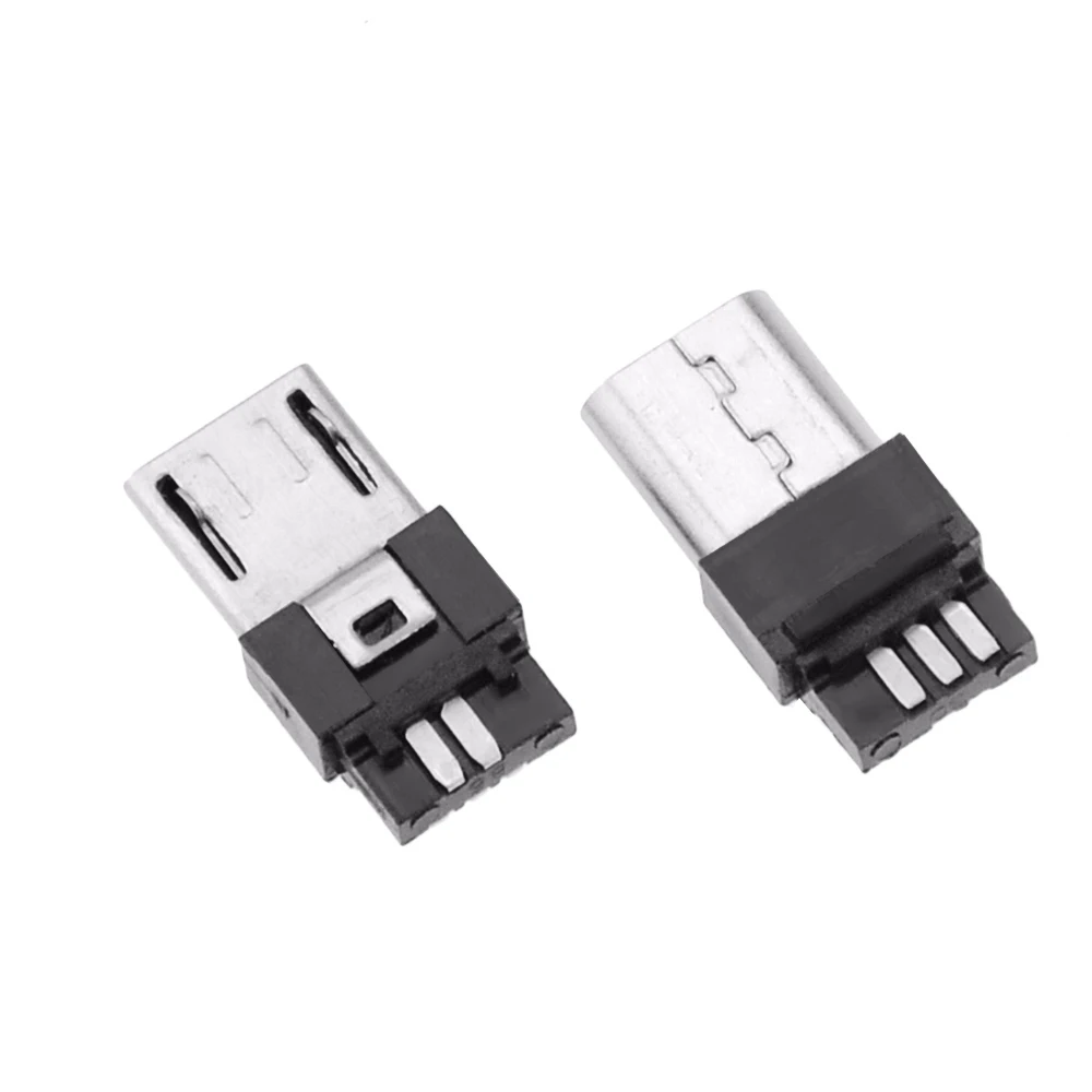 10Pcs 4 In 1 Micro Usb Male Connector Plug Zwart/Witte Lassen Data Otg Line Interface Diy Data kabel Accessoires