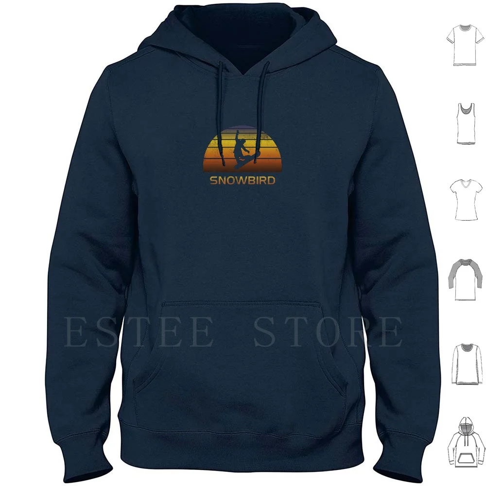 Vintage Retro Snowbird Snowboard Fan Esquí Deporte de invierno Hombres Mujeres Niños Camping Senderismo.png Sudaderas con capucha de manga larga Montaña