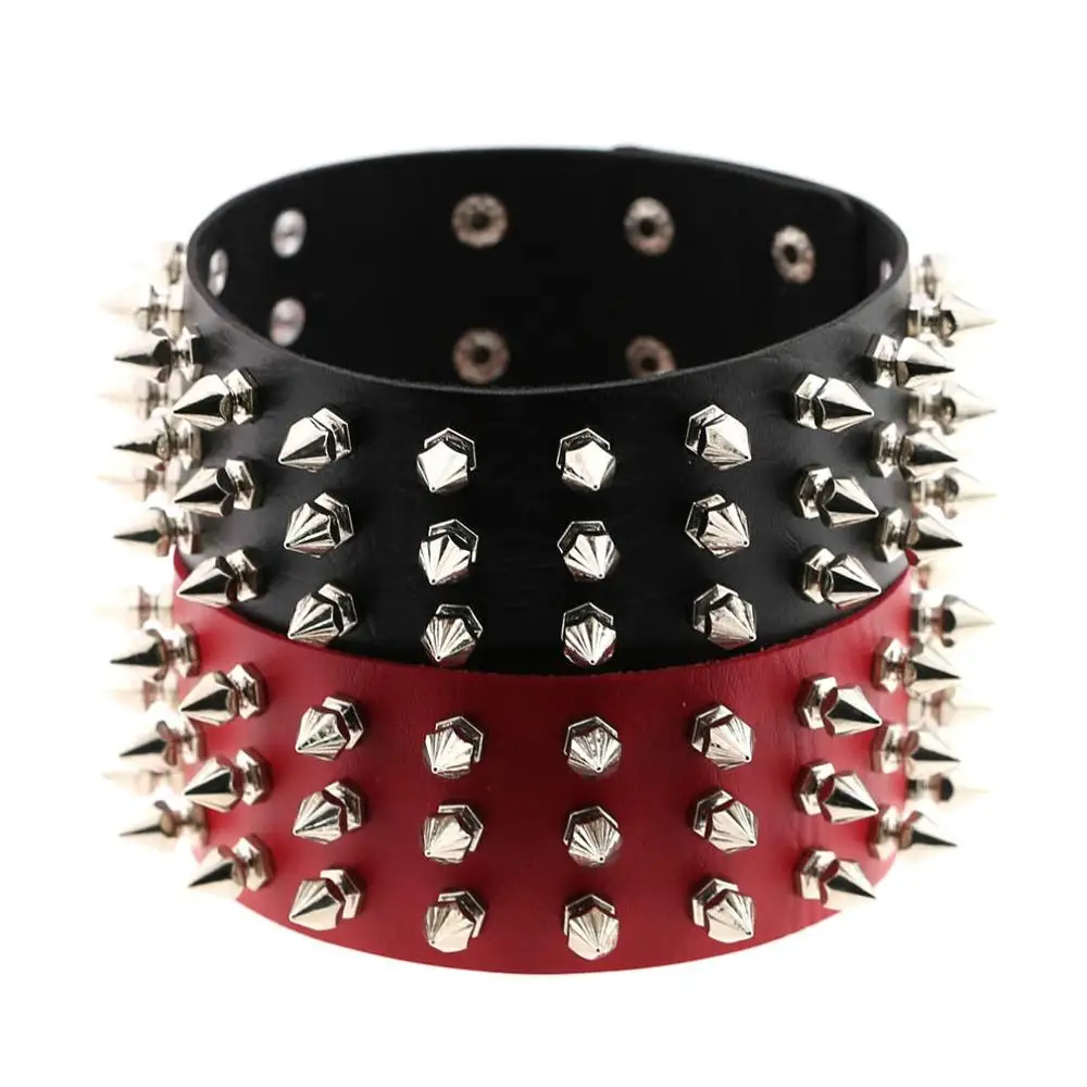 Punk PU Leather Spike Choker Necklace Women Rivets Neck Wear Funky Chockers collar lock fashion jewelry