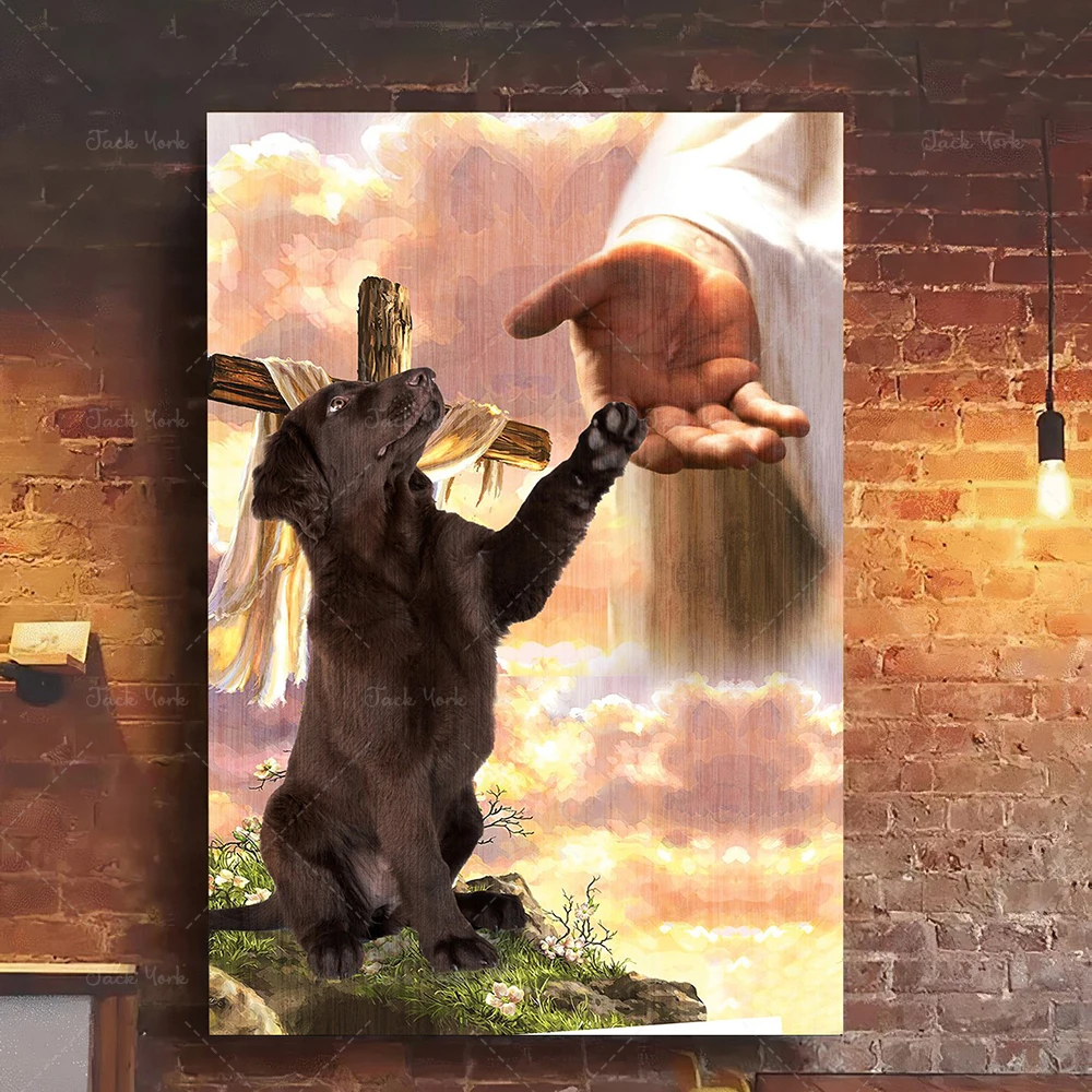 Pequeño Labrador de Chocolate 'Dios Hand' foto lienzo pared arte amantes de los perros decoración hogar impresión duradera