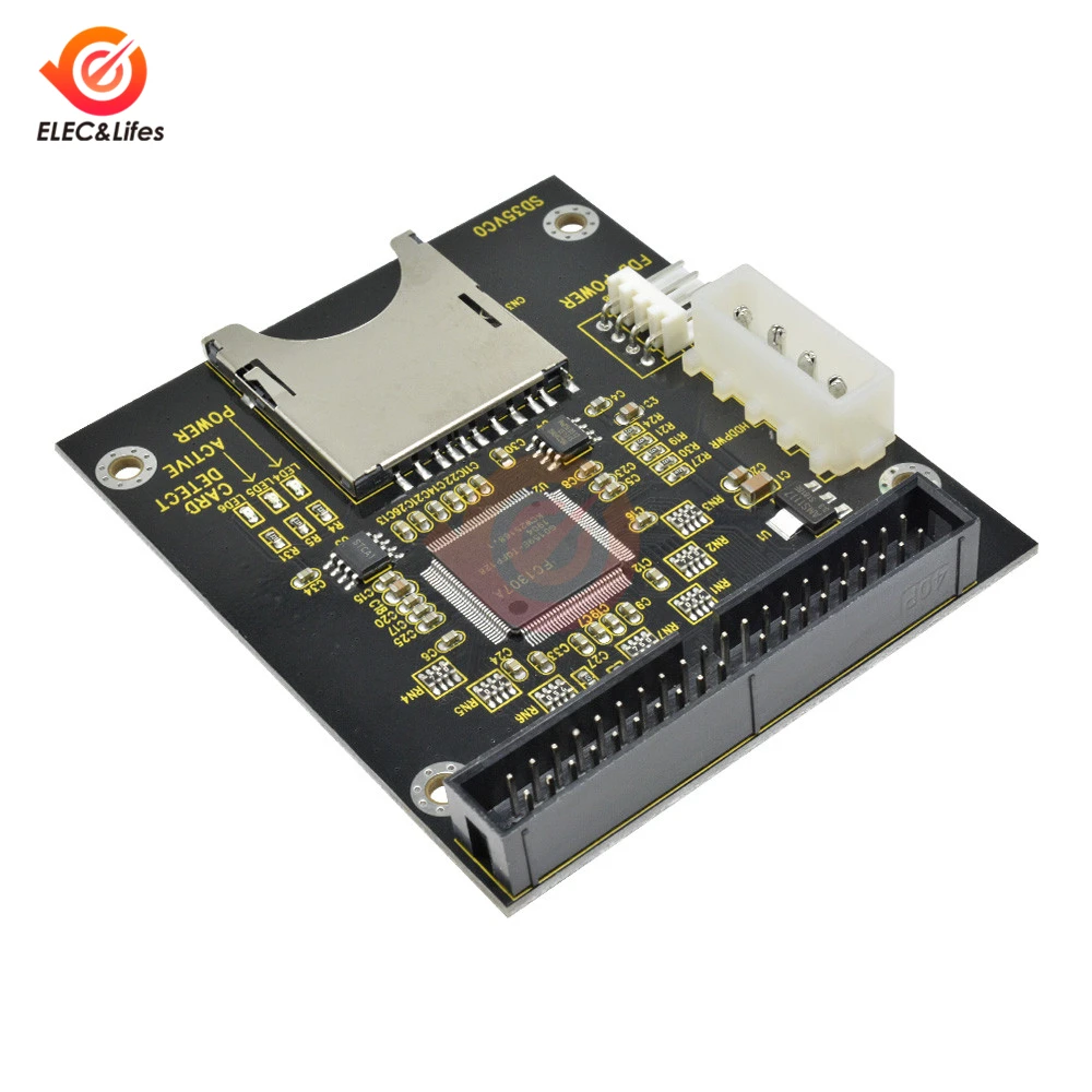 5V SD Card module To IDE3.5 40 Pin Disk Drive Adapter Board Riser Card Capacity Supports Up To 128GB SDXD Card 1309 Chip ATA IDE