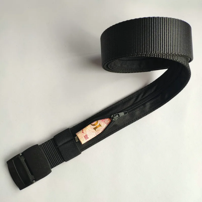 Travel Belt Invisible Money Portable Plastic Buckle Anti-theft Wallet Belt Outdoor Zipper Invisible Wallet Safety Belt