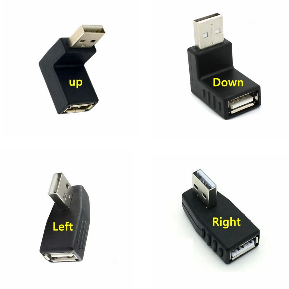 Left/right/below/above angle 90 degree USB 2.0 A Male Female Adapter Connecter for Laptop PC Durability and Stable Performance