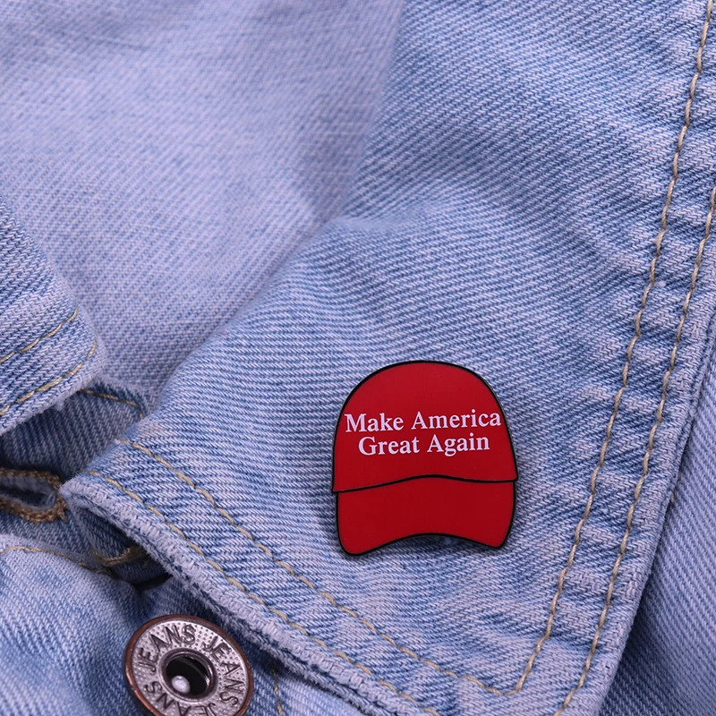 Make American Great Again red hat Enamel Pin American Trump Slogan Brooch For Lapel Shirt Jackets Badge