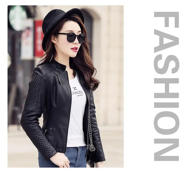 Women Spring Autumn Pu Leather Jacket Casual Slim Soft Moto Jacket Biker Faux Leather Jacket Female Coat Basic Streetwear