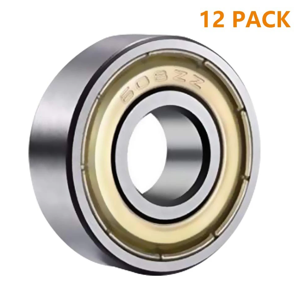 12PCS 608ZZ Skateboard Bearings 8 x 22 x 7 mm Miniature Ball Bearings Double Shielded Greased Miniature Ball Bearings