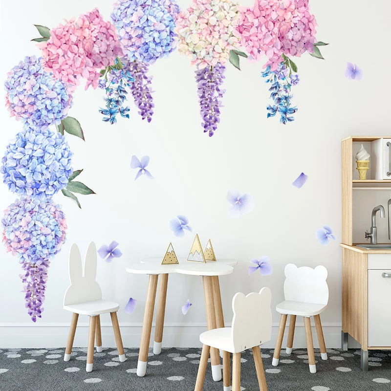 Large Purple Lavender Flower Ball Wall Sticker Combination, Self-adhesive Decal for Living Room, Bedroom, Furniture, 30x60cm x 2