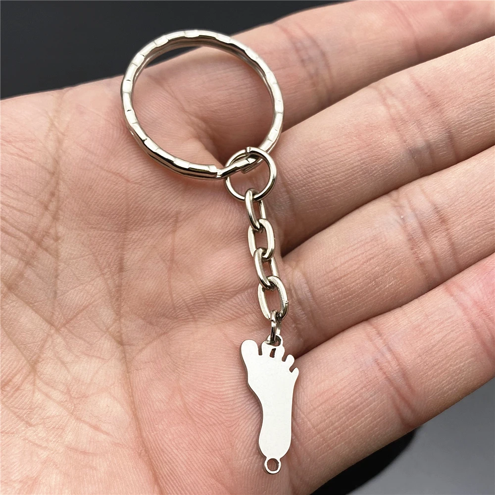 Cute little feet pendant key chain metal charm key rings diy keychains Car keyring Gift for kid step by step Wish