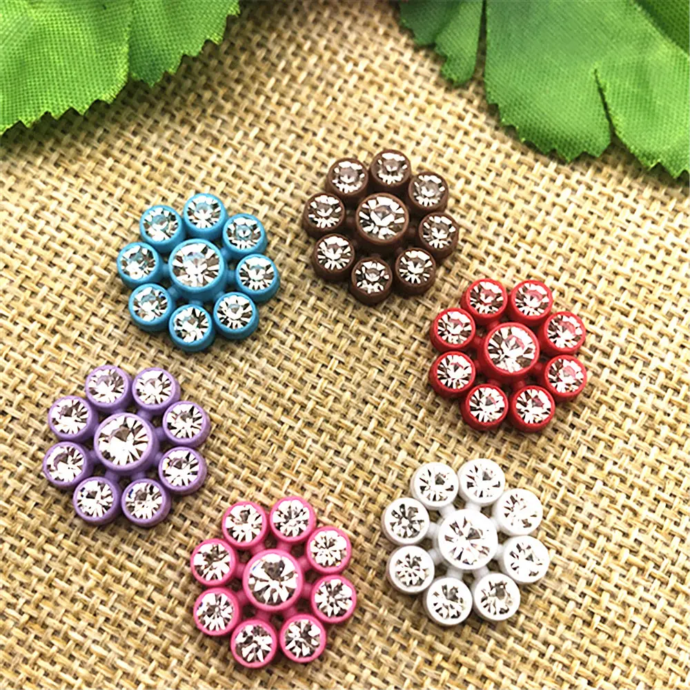 Square20Pcs 18mm Flowers Rhinestone Square Resin /Craft/Clothes Decoration Bags DIY