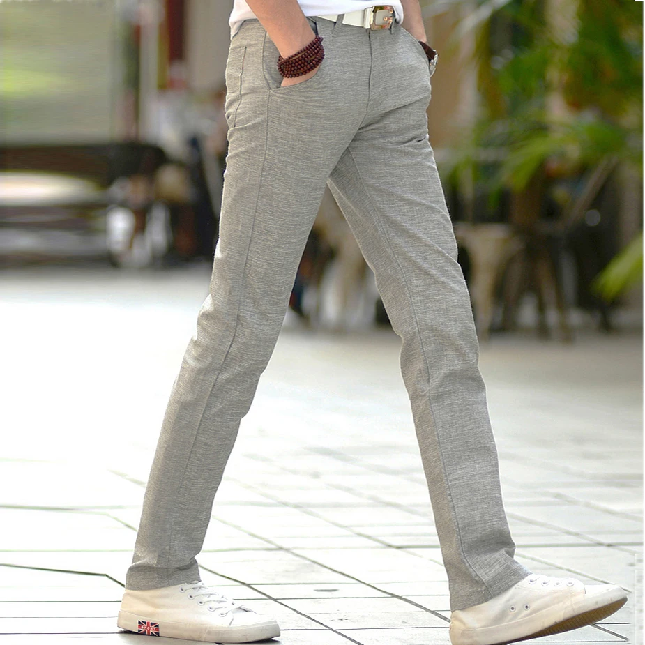 Summer Thin Men Linen Cotton Slacks Men\'s Trousers Business Casual Straight Men Long Suit Pants New High Quality Pontalon Homme