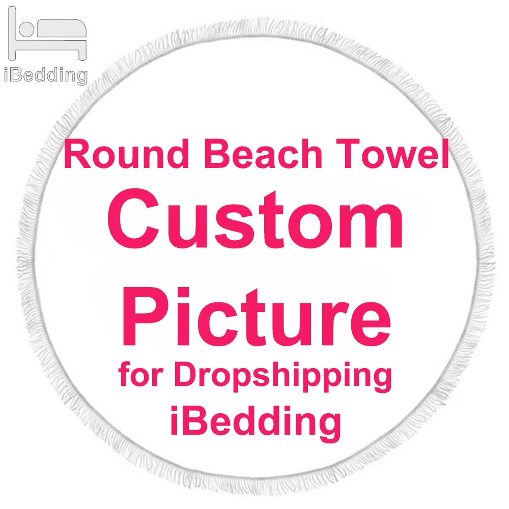 Custom Round Beach Towel For Adult Customize Printed Bath Blanket Yoga Mat With Tassels Microfiber  150cm POD Dropshipping