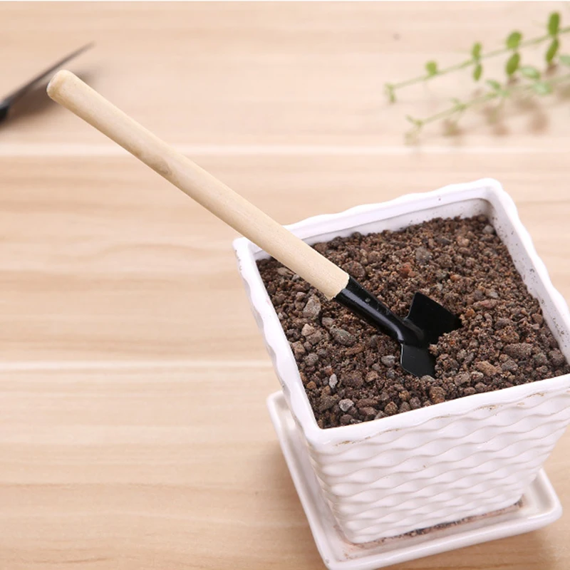 Garden Tools Set 3pcs Household Mini Shovel Harrow Set Wooden Handle Metal Head Tools Dollhouse Props Garden Toys For Children