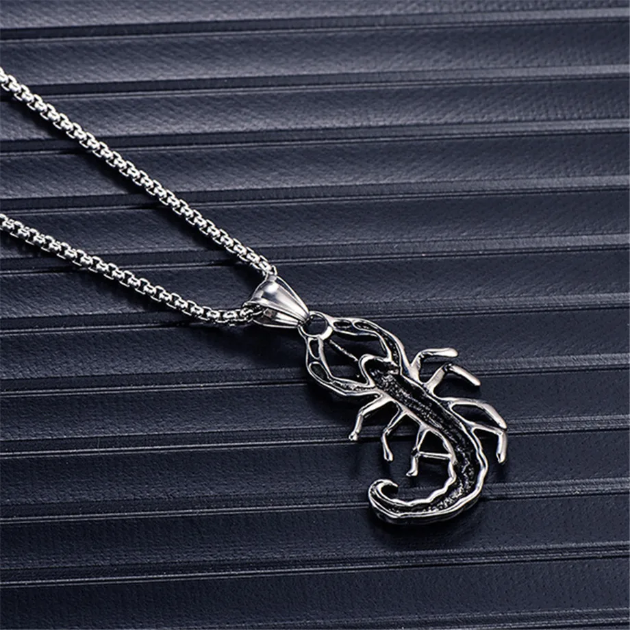New Punk Scorpio Scorpion Pendant Necklace For Men/Women Silver Color Stainless Steel Necklaces Male Fashion Jewelry Gift 2020