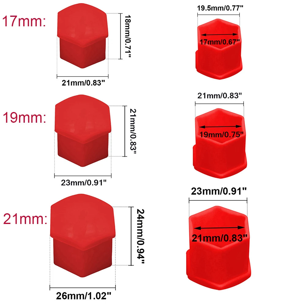 Cubierta de perno de tuerca de neumático de coche 20 piezas, tapas de tuerca de rueda, protección central para pernos de rueda de aleación, accesorios exteriores de coche, 19mm, 17mm, 21m