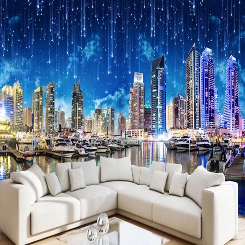 

Custom Mural Non-woven Wallpaper City Night View 3D Photo Wall Painting Wall Papers Home Decor Living Room Bedroom Background