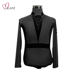 Leotard Bodysuits Mens Shirts for Latin Ballroom Dance Competition Top Practice Wear Black White D0838/4 Mesh Dropship CACARE