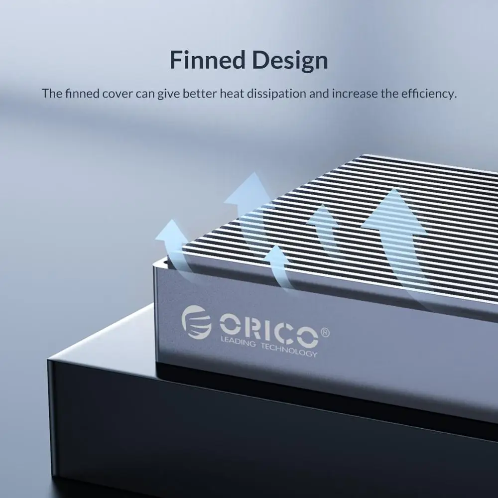 ORICO Dual Bay Dual Protocol M2 SSD Case Support M.2 NVME NGFF SATA SSD Disk For M Key & B+M Key SSD W/ 5V4A Power Adapter