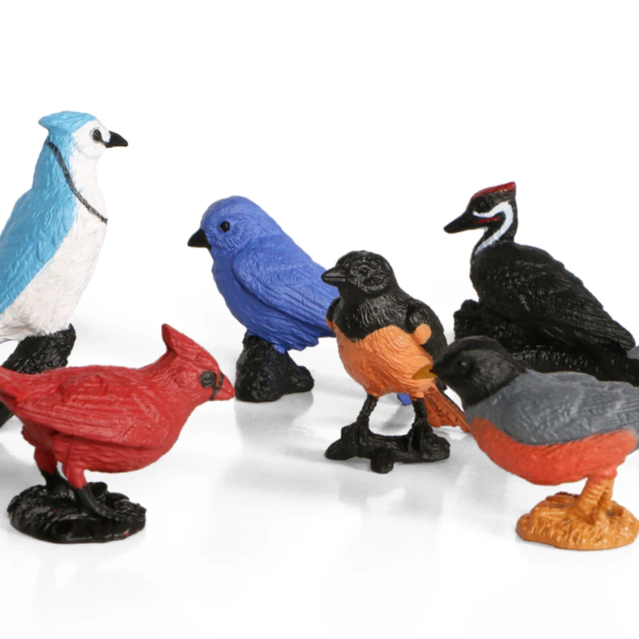 Simulação animal 7pcs modelo de pássaro figuras de ação do pvc brinquedos estatueta oriole robin brinquedo educativo para crianças