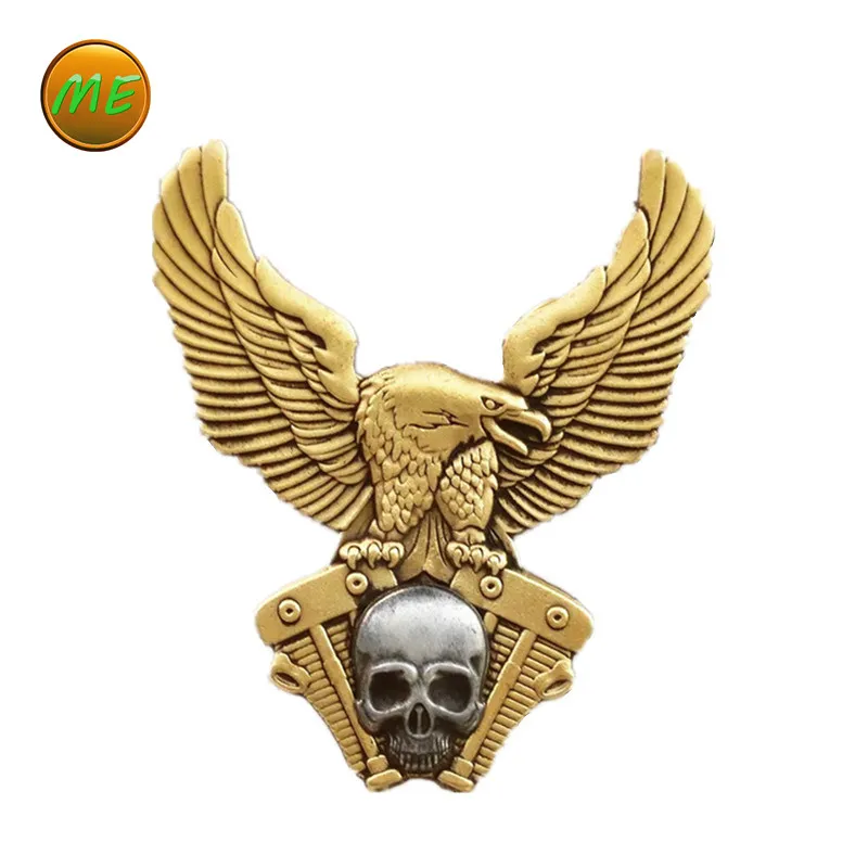 Punk Metal Badges Family Skeleton Engine Officer Locomotive Skull Pirate Double Eagle USA Large Medallion Clothes DIY Brooch Pin