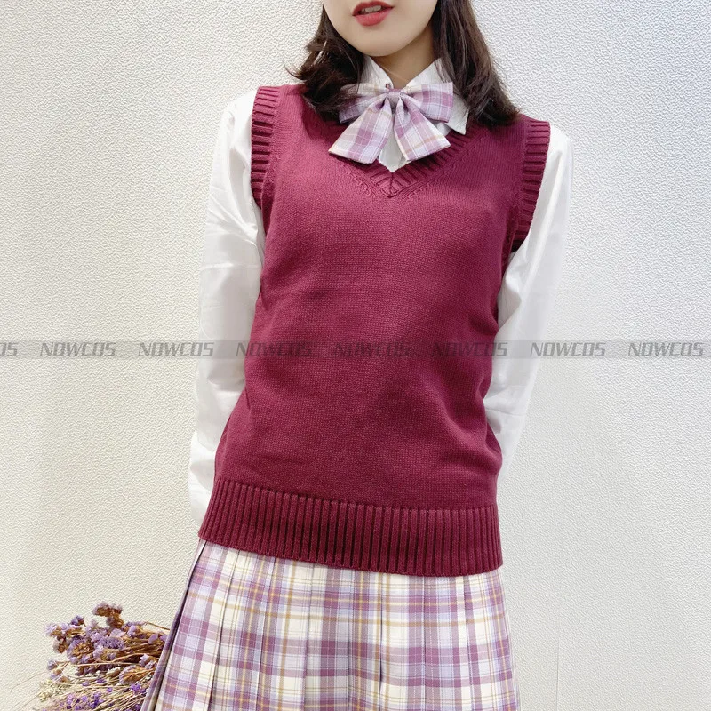 School Girls Coat Pullovers Vests Sweaters JK School-Uniform Solid-Color Women's Sleeveless Autumn Winter