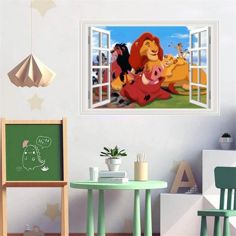 MINISO Simba the Lion King Wall Stickers For Kids Room Decoration Home Bedroom PVC Decor    Movie Mural Wall Art Decals