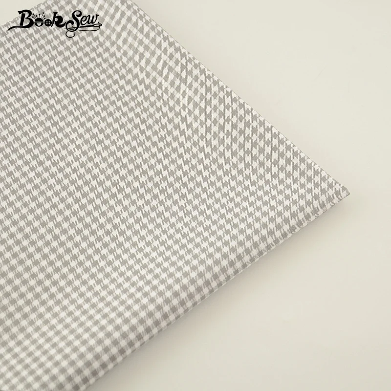 100% di Cotone Tessuto di Booksew Grigio Assegni in Bianco e Disegni Twill Trimestre Grasso Tessili Per La Casa Materiale Letto Copriletto per il