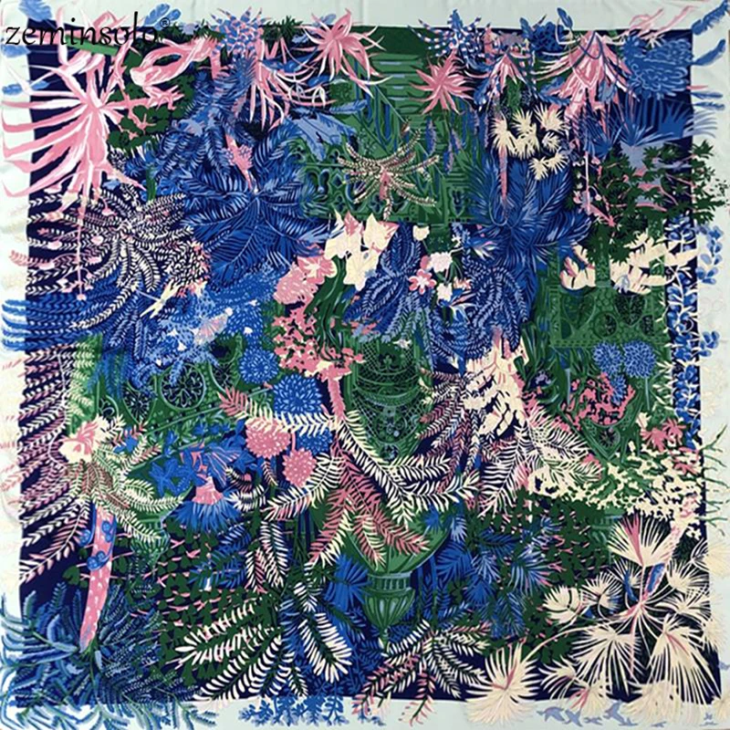 Écharpe Sergé Carré en Satin pour Femme, Châle Imprimé Floral, Bandana à la Mode, 100% x 130cm, 130