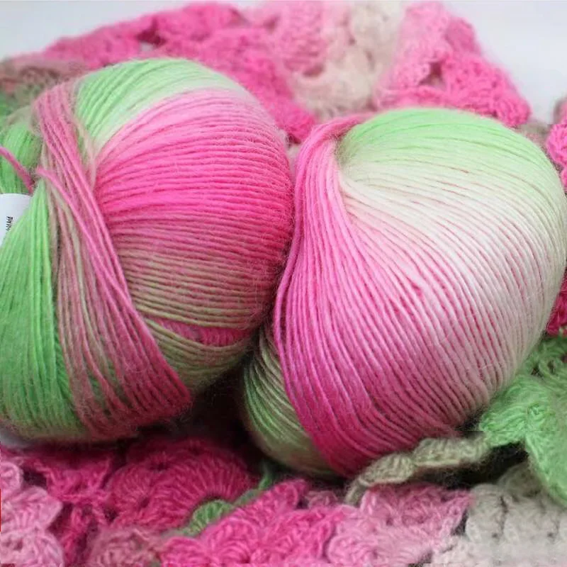 100% Wool Yarn  50g/ball DIY Knitting Yarn Worsted Section-dyeing Rainbow Yarn Hand Knitting Crochet Gradual Space Dye Thread