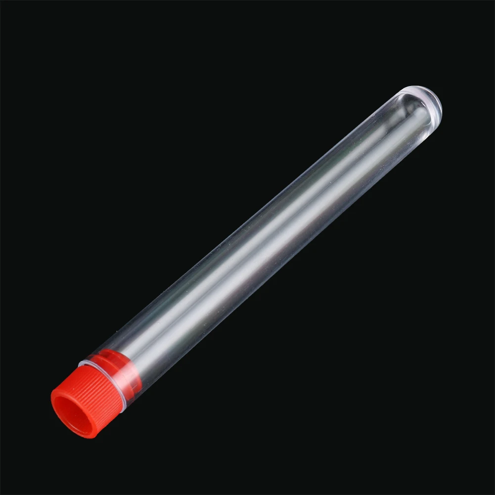 Disposable 12x100mm Plastic Transparent Test Tubes Rimless With Caps School Chemistry Equipment Laboratory Supplies 10 Pcs