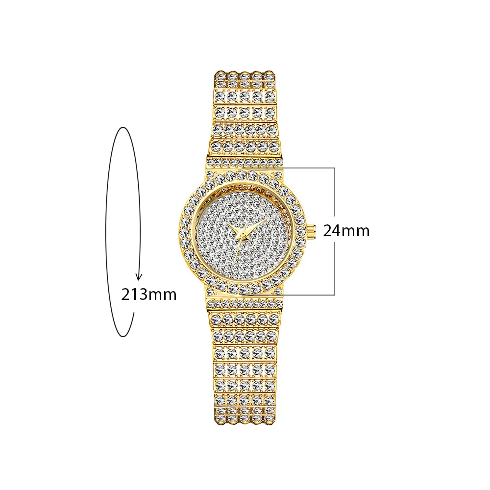 THE BLING KING Women\'s Luxury Casual Automatic Watch Stainless Steel Iced Out Bling Waterproof Wrist Watches Gift For Women