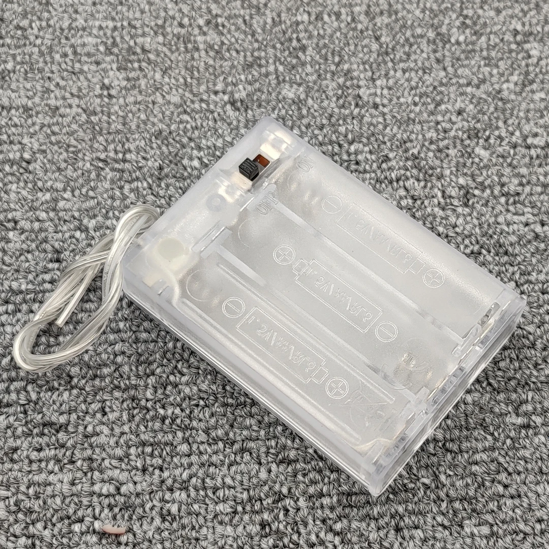 3 AA 4.5V Battery Holder Box Case With Switch New AA Battery Holder Box Case With Switch Transparent