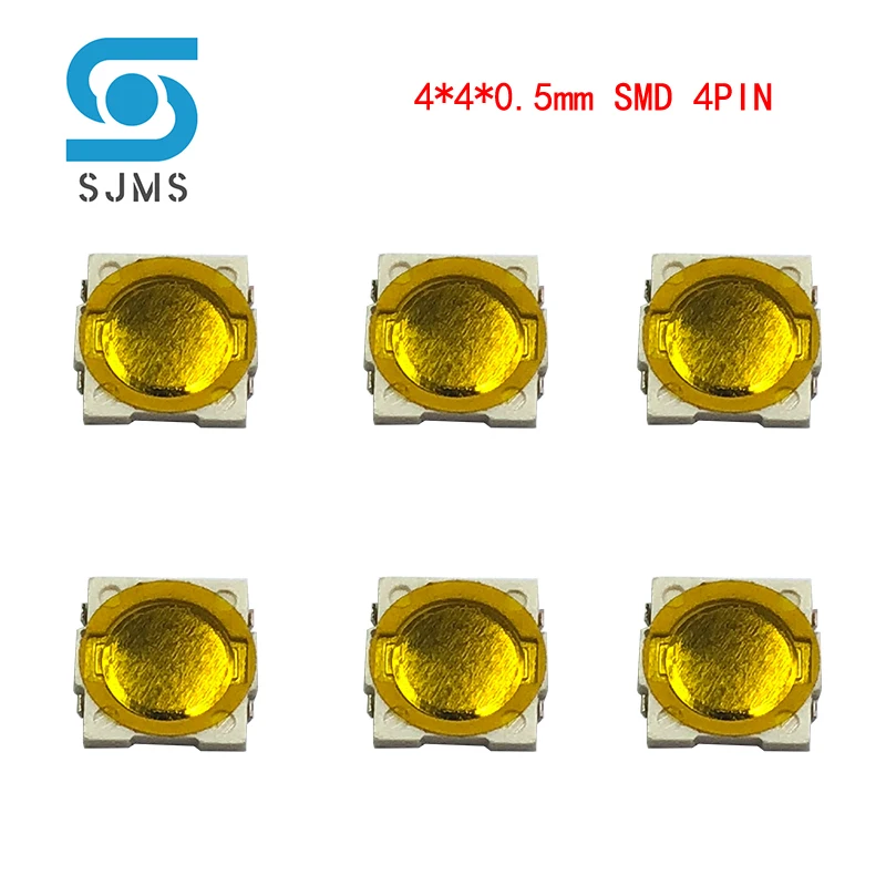 SJMS 100PCS Ultra thin Tactile Push Button Switch 4x4x0.5 Micro Switch 4*4*0.5 mm SMT SMD Membrane mini Tact Switch