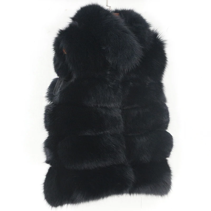 

Luxury Winter Jacket Women 2020 Black Real Fur Vest Coat Natural Big Fluffy Fox Fur Outerwear Streetwear Stand Collar Sleeveless