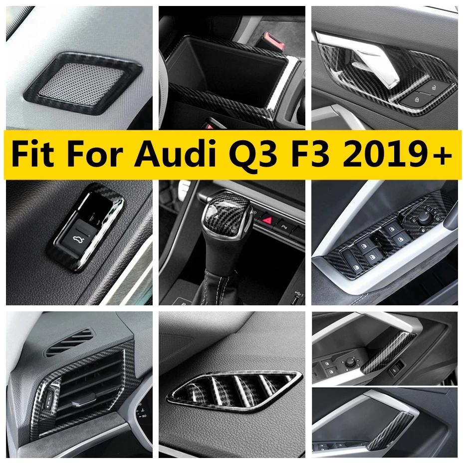 

ABS Carbon Dashboard Air Conditioning Outlet AC Vent Pillar A Speaker Audio Loudspeaker Sound Cover Trim For Audi Q3 2019 - 2023